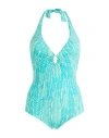 Siyu Woman One-piece Swimsuit Turquoise Size 12 Polyamide, Elastane In Blue
