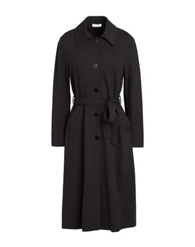 Siyu Woman Overcoat & Trench Coat Black Size 4 Viscose, Polyamide, Elastane