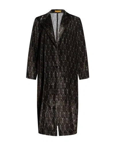 Siyu Woman Overcoat & Trench Coat Black Size 4 Viscose, Silk