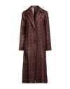 Siyu Woman Overcoat & Trench Coat Brown Size 6 Wool, Lurex, Silk, Nylon, Cotton