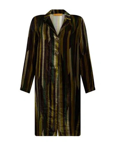 Siyu Woman Overcoat & Trench Coat Green Size 2 Viscose, Silk