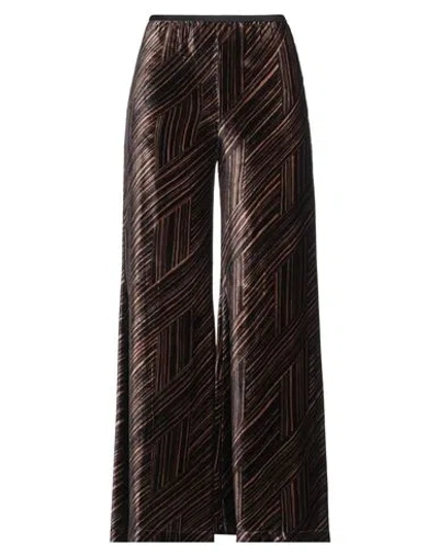 Siyu Woman Pants Dark Brown Size 10 Viscose, Silk