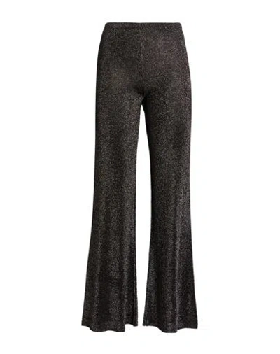Siyu Woman Pants Silver Size 4 Viscose, Metallic Fiber In Black