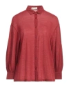 Siyu Woman Shirt Brick Red Size 8 Wool, Polyamide