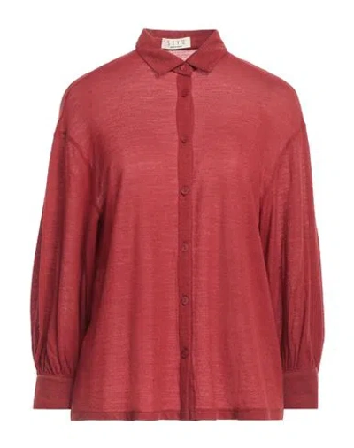 Siyu Woman Shirt Brick Red Size 8 Wool, Polyamide