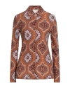 Siyu Woman Shirt Brown Size 10 Viscose, Polyamide