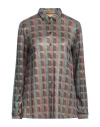 Siyu Woman Shirt Dark Brown Size 4 Viscose, Polyamide, Polyester In Brown