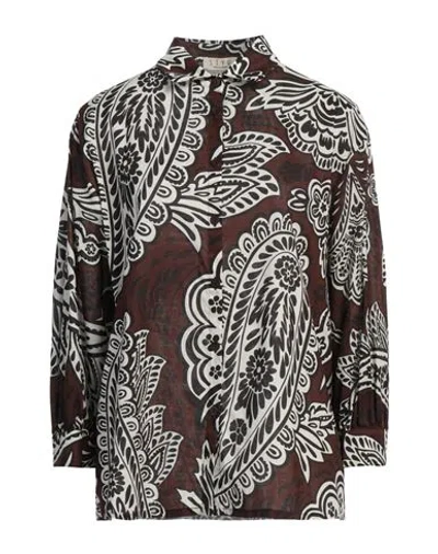Siyu Woman Shirt Dark Brown Size 8 Cotton