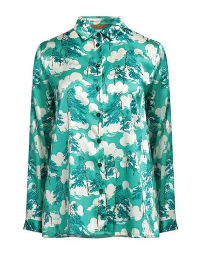 Siyu Woman Shirt Turquoise Size 8 Silk, Elastane In Blue