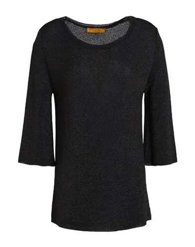 Siyu Woman Sweater Black Size 8 Viscose, Metallic Fiber