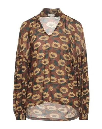 Siyu Woman Sweater Brown Size 8 Wool, Polyamide
