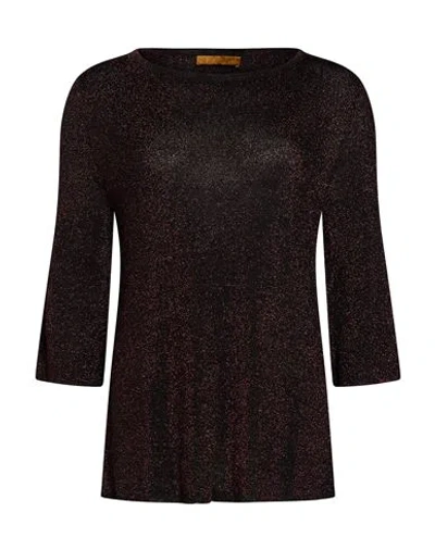 Siyu Woman Sweater Burgundy Size 8 Viscose, Metallic Fiber In Black