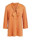 Siyu Woman Sweater Orange Size 4 Viscose, Metallic Fiber In Orange