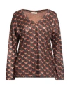 Siyu Woman T-shirt Brown Size 4 Viscose, Polyamide, Polyester In Brown