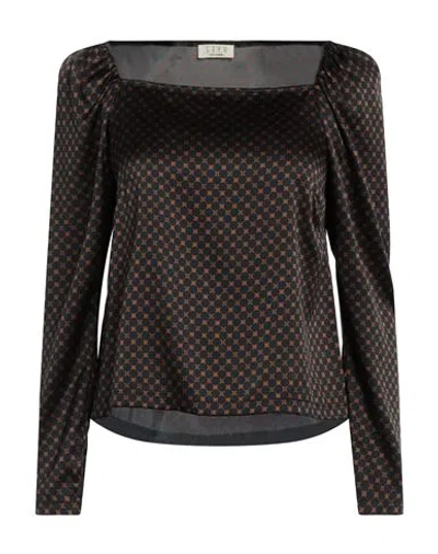 Siyu Woman Top Brown Size 4 Silk, Elastane