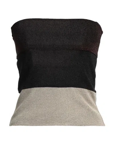 Siyu Woman Top Brown Size 6 Viscose, Metallic Fiber, Polyester