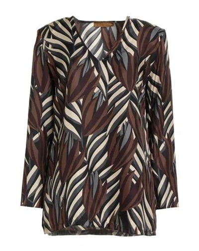 Siyu Woman Top Brown Size 8 Silk