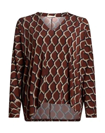 Siyu Woman Top Brown Size 8 Viscose, Elastane