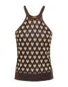 Siyu Woman Top Dark Brown Size 4 Viscose, Metallic Fiber
