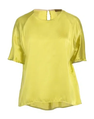 Siyu Woman Top Lime Green Size 6 Silk, Elastane