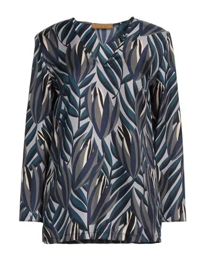 Siyu Woman Top Slate Blue Size 6 Silk