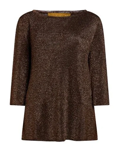Siyu Woman T-shirt Bronze Size 4 Viscose, Metal Fiber In Brown