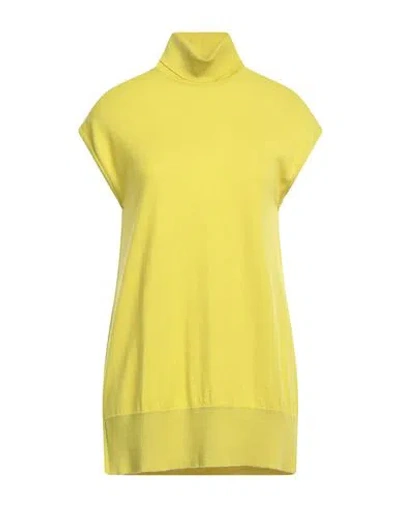 Siyu Woman Turtleneck Acid Green Size 4 Merino Wool In Yellow