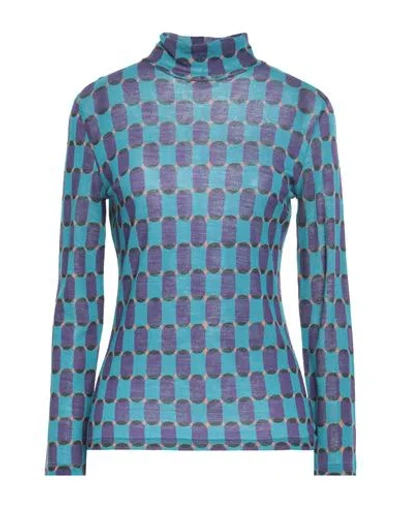 Siyu Woman Turtleneck Azure Size 2 Wool, Polyamide In Blue