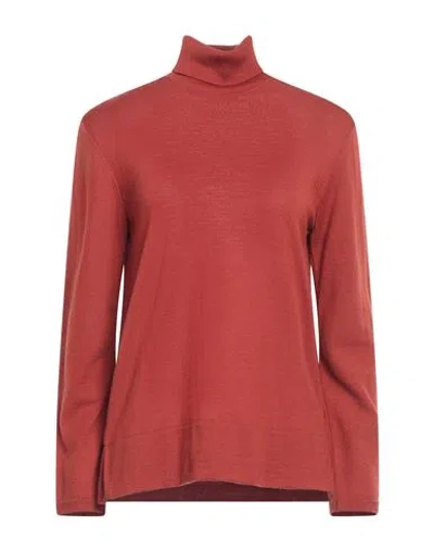 Siyu Woman Turtleneck Brick Red Size 4 Merino Wool