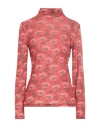 Siyu Woman Turtleneck Brick Size 4 Wool, Polyamide In Red