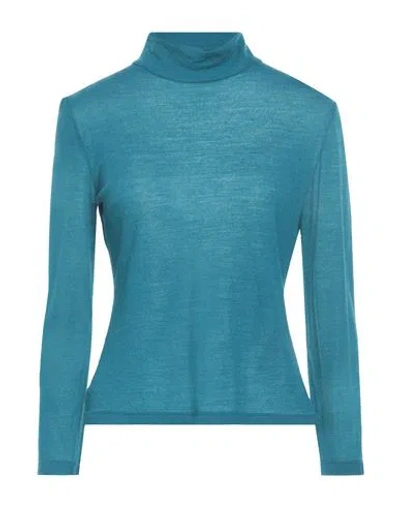 Siyu Woman Turtleneck Deep Jade Size 4 Wool, Polyamide In Blue