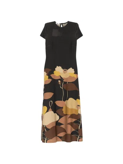 Siyu Glitter-embellished Floral T-shirt Dress In Black