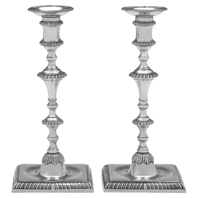 Pre-owned S.j. Phillips Elizabeth Ii Sterling Silver Pair Of Candlesticks By S. J. Phillips, 2004