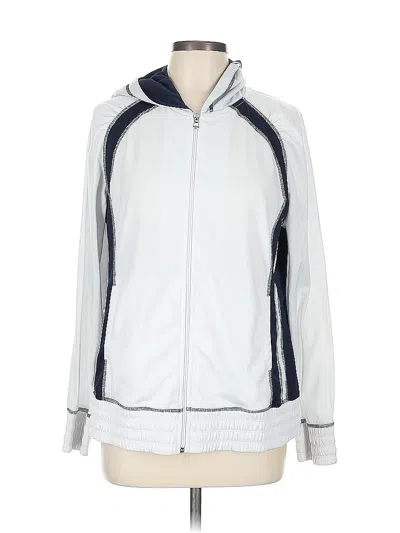 Pre-owned Sjb Active By St. John's Bay Zip Up Hoodie In White