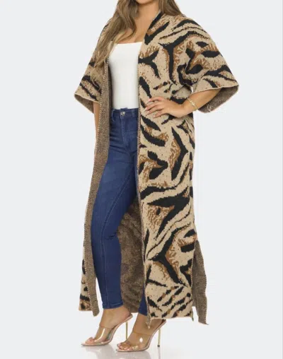 Sjk Fashion Printed Cardigan In Brown
