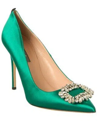 Pre-owned Sjp By Sarah Jessica Parker Fatma 100 Satin Pump Women's In Green