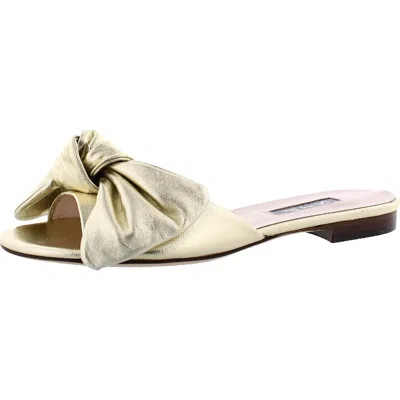 Sjp By Sarah Jessica Parker Finn Womens Open Toe Bow Flat Sandals In Metallic