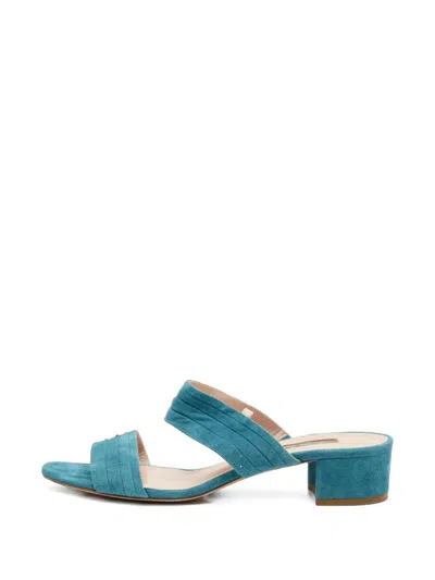 Pre-owned Sjp By Sarah Jessica Parker Open-toe Suede Sandals In Blue