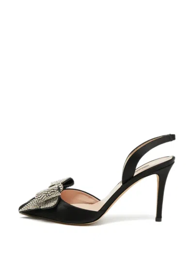 Pre-owned Sjp By Sarah Jessica Parker The Lj Recital Embellished-bow Heeled Pumps In Black