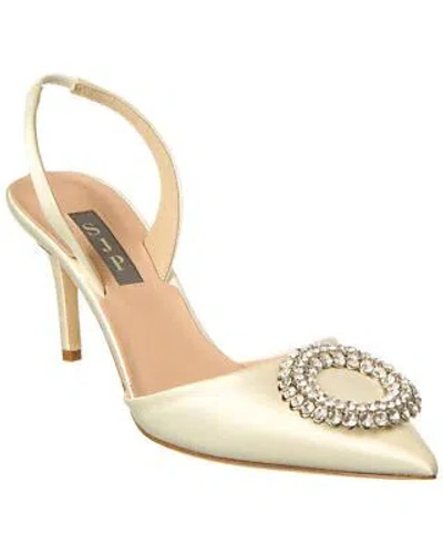 Pre-owned Sjp By Sarah Jessica Parker Zoya 70 Satin Slingback Pump Women's In White