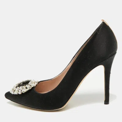 Pre-owned Sjp Sarah Jessica Parker Amira Size 37 Black Satin Pumps