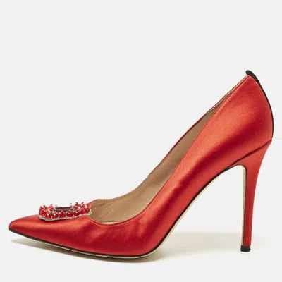 Pre-owned Sjp Sarah Jessica Parker Amira Size 40 Red Satin Pumps