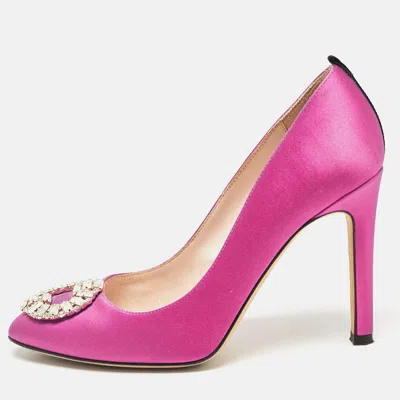Sjp Sarah Jessica Parker Pink Satin Crystal Embellished Pumps