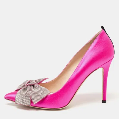 Sjp Sarah Jessica Parker Pink Satin Crystal Embellished Pumps