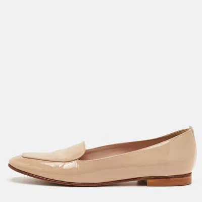 Pre-owned Sjp Sarah Jessica Parker Size 37 Beige Patent Leather Loafers In Sand