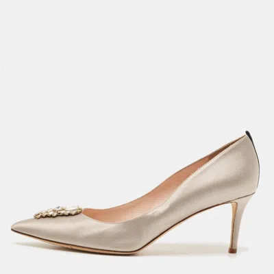 Pre-owned Sjp Sarah Jessica Parker Size 42 Silver Satin Pumps