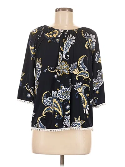 Pre-owned Sjs 3/4 Sleeve Blouse In Black