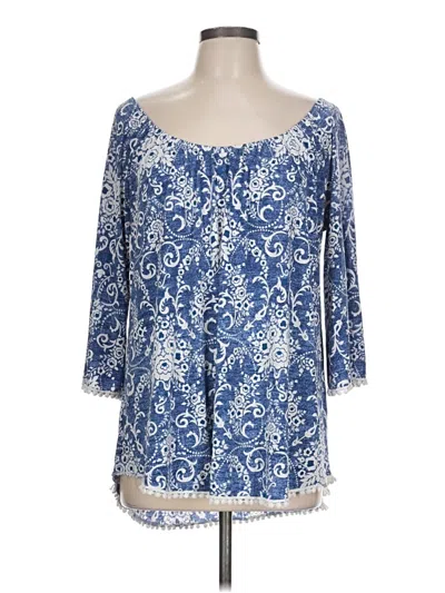 Pre-owned Sjs 3/4 Sleeve Blouse In Blue