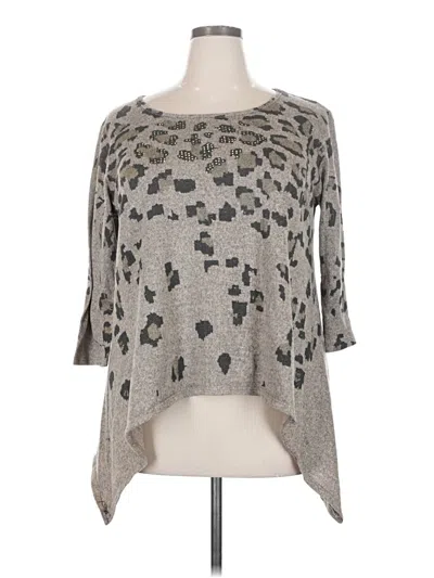 Pre-owned Sjs 3/4 Sleeve Top Gray Boatneck Tops