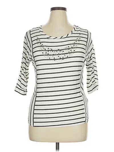 Pre-owned Sjs 3/4 Sleeve Top Ivory Scoop Neck Tops